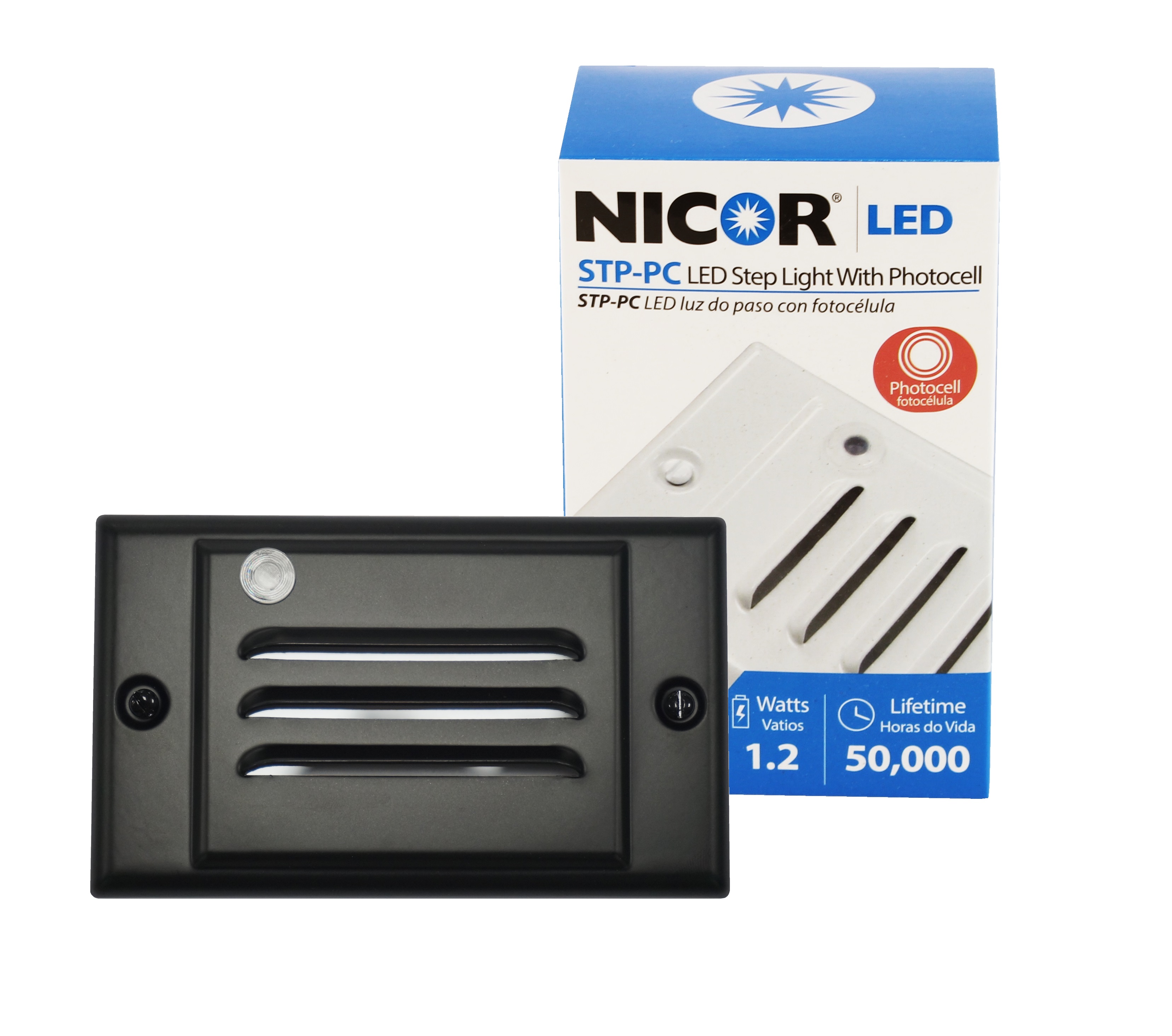 NICOR Lighting LED Step Light with Photocell Sensor and Horizontal