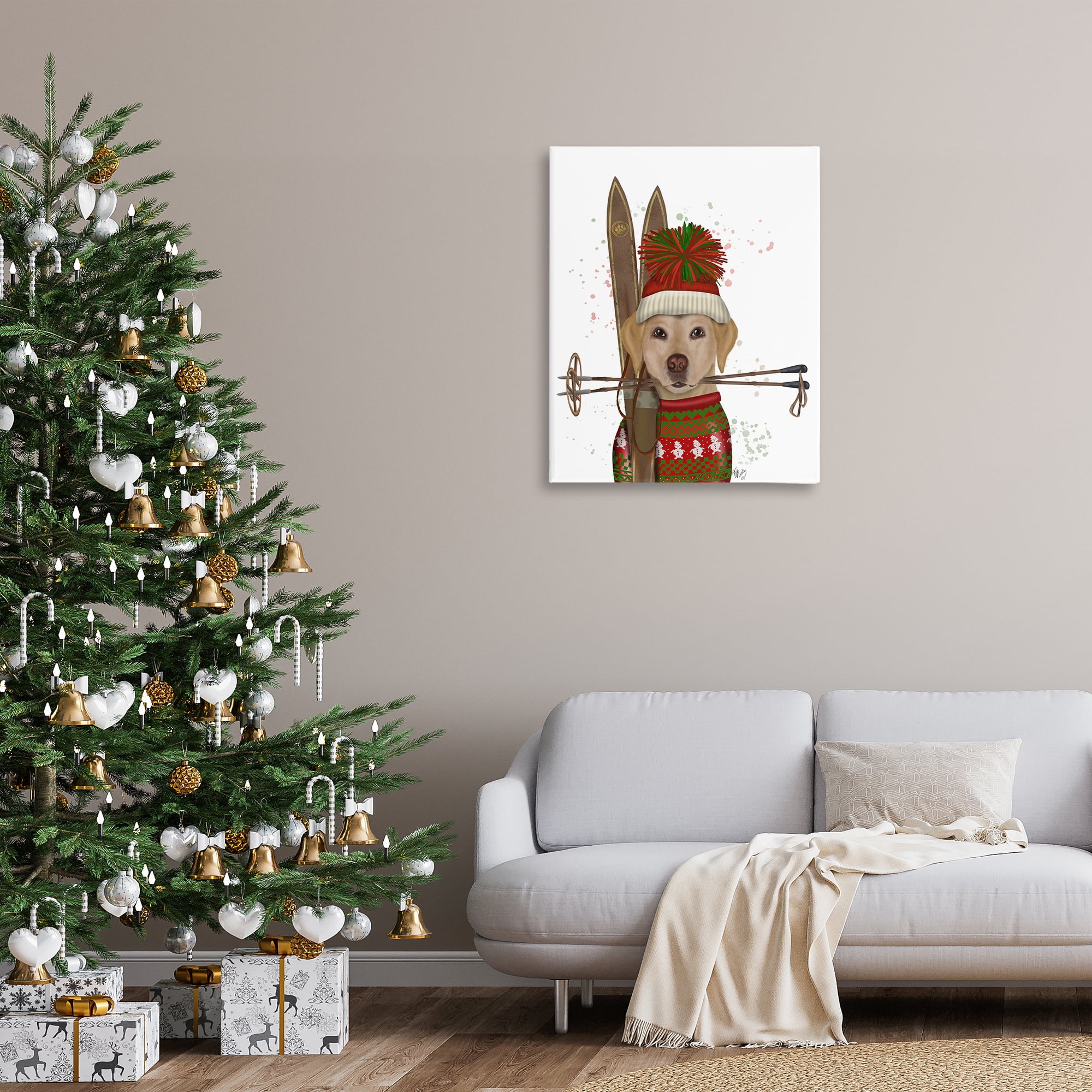 Stupell Industries Yellow Labrador Skiing Animals & Insects Painting Gallery Wrapped Canvas Art Prints Wall Art, 30 x 40