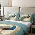 thumbnail image 4 of Peacock Bedding Set Aesthetic Animal Comforter Cover Dragonfly Decor,Watercolor Feather Duvet Cover Vintage Rustic Flowers Leaves Bed Set Queen,Farmhouse Farm Animals Rustic Decor Green, 4 of 6