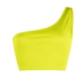 thumbnail image 4 of ZHOGXU Women's Tank Top One Shoulder Low Cut Solid Color Crop Fashion Slim Fit Comfortable Camisole For Daily Wear,Yellow,Xxxl, 4 of 5