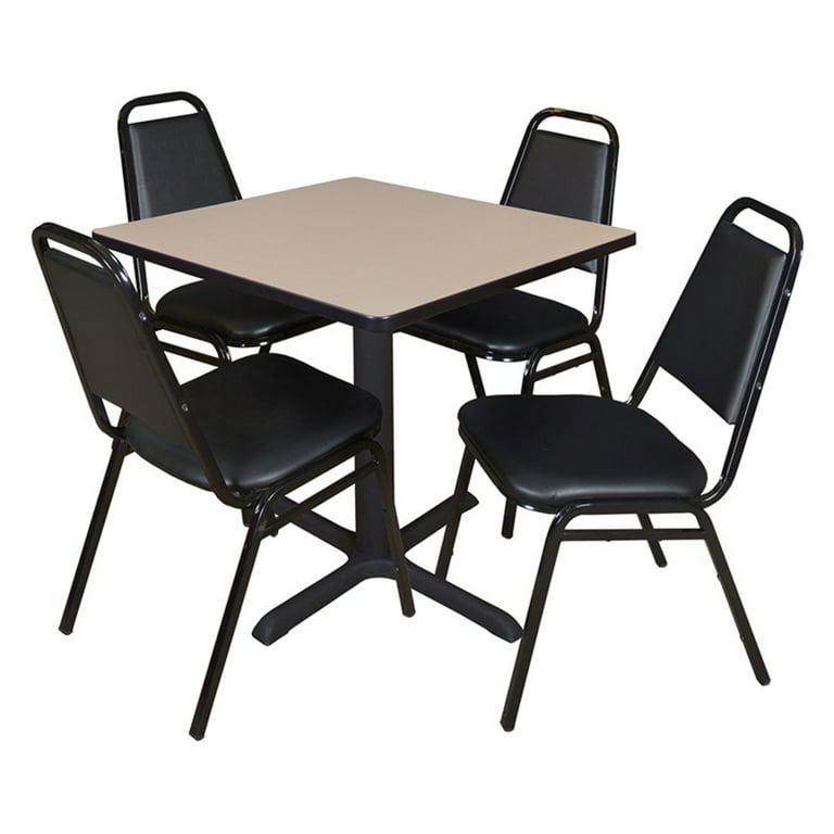 Regency Cain Square Breakroom Table with 4 Stackable Restaurant Chairs 