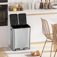thumbnail image 6 of 16 Gallon Stainless Steel Foot Pedal Trash Can,Rectangular Removable Inner Buckets Dual Compartment Recycling Large Capacity 60 Liter (30Lx2) Kitchen Garbage Can with Soft Close Li, 6 of 7