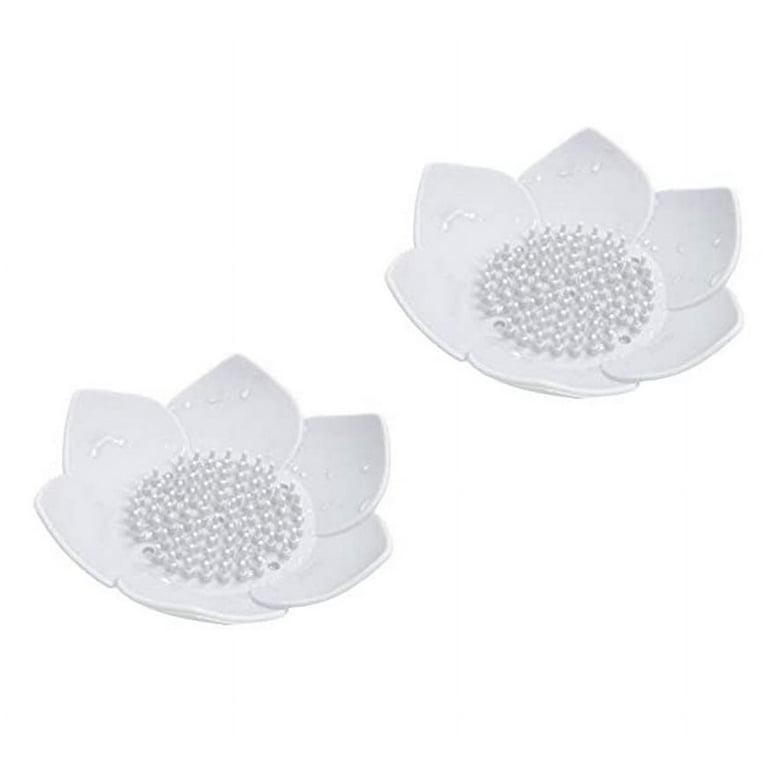 Lotus Shower Steamer Holders Silicone Soap Dish with Drain Flexible Bar  Soap Holder Flower Shape Soap Saver Soap Tray 