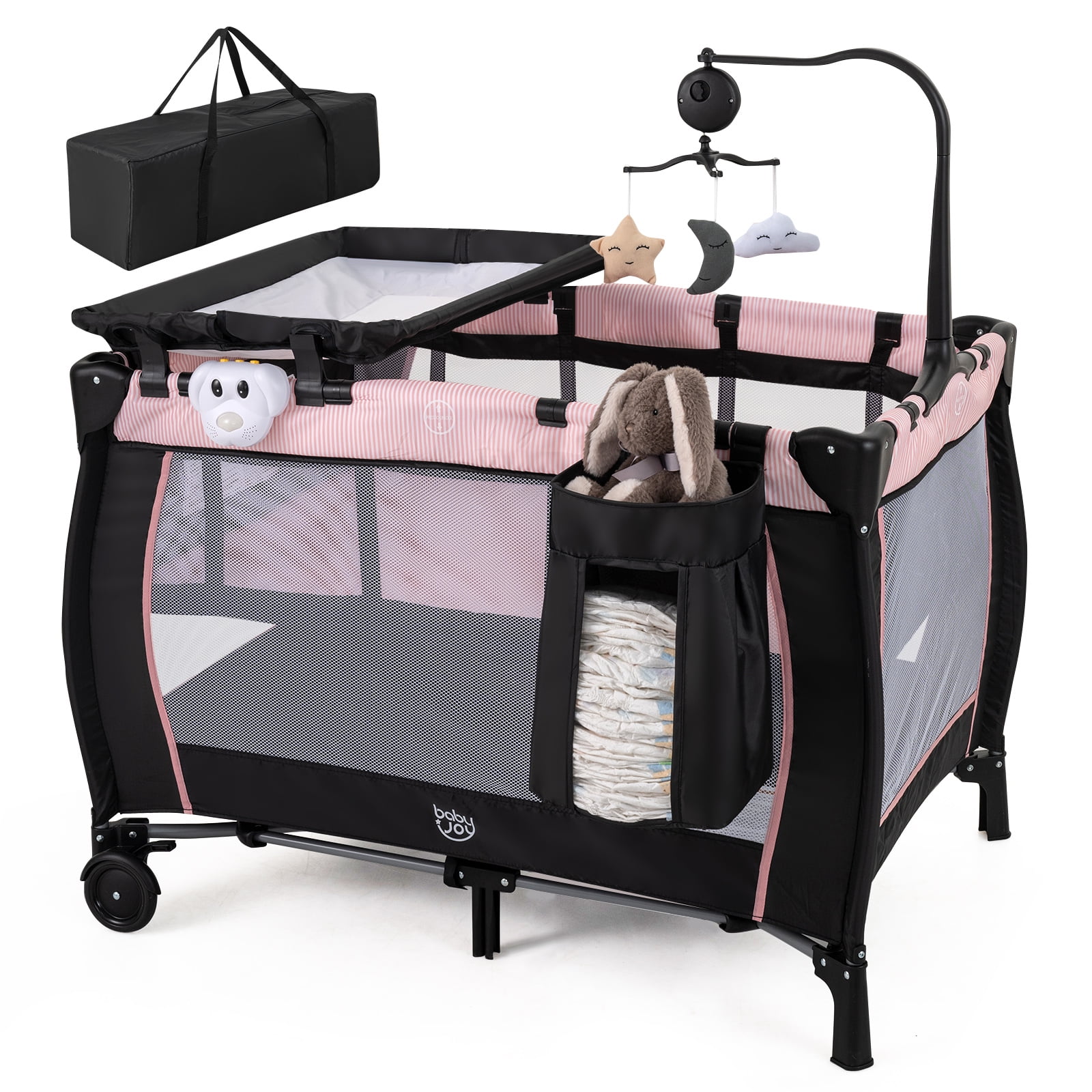 Gymax 3-in-1 Baby Bassinet Portable Pack & Play w/ Removable Changing Table Mattress