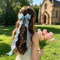 thumbnail image 4 of Sheer Organza Hair Bow Clips with 23.62 Inch Long Wavy Ribbon Tassels for Women Girls, Hair Accessories,Colour as Pictured, 4 of 8
