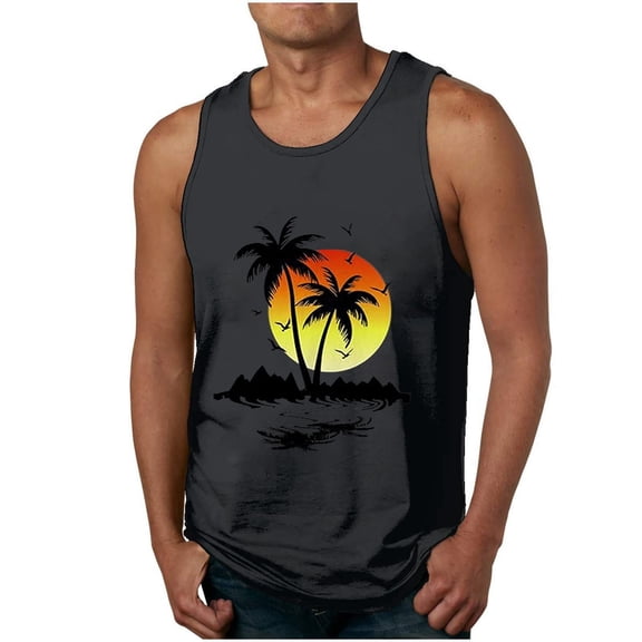 Mens Tank Top Summer Funny Graphi T Shirts Sports Fitness Gym Casual Loose Beach Everyday Wear Breathable Vests Black L