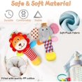 thumbnail image 3 of BR Sonajeros suaves para bebés, elefante y león, paquete de 2 juguetes de sonajero de animales de peluche para bebés de 0 a 6 meses, 3 of 5