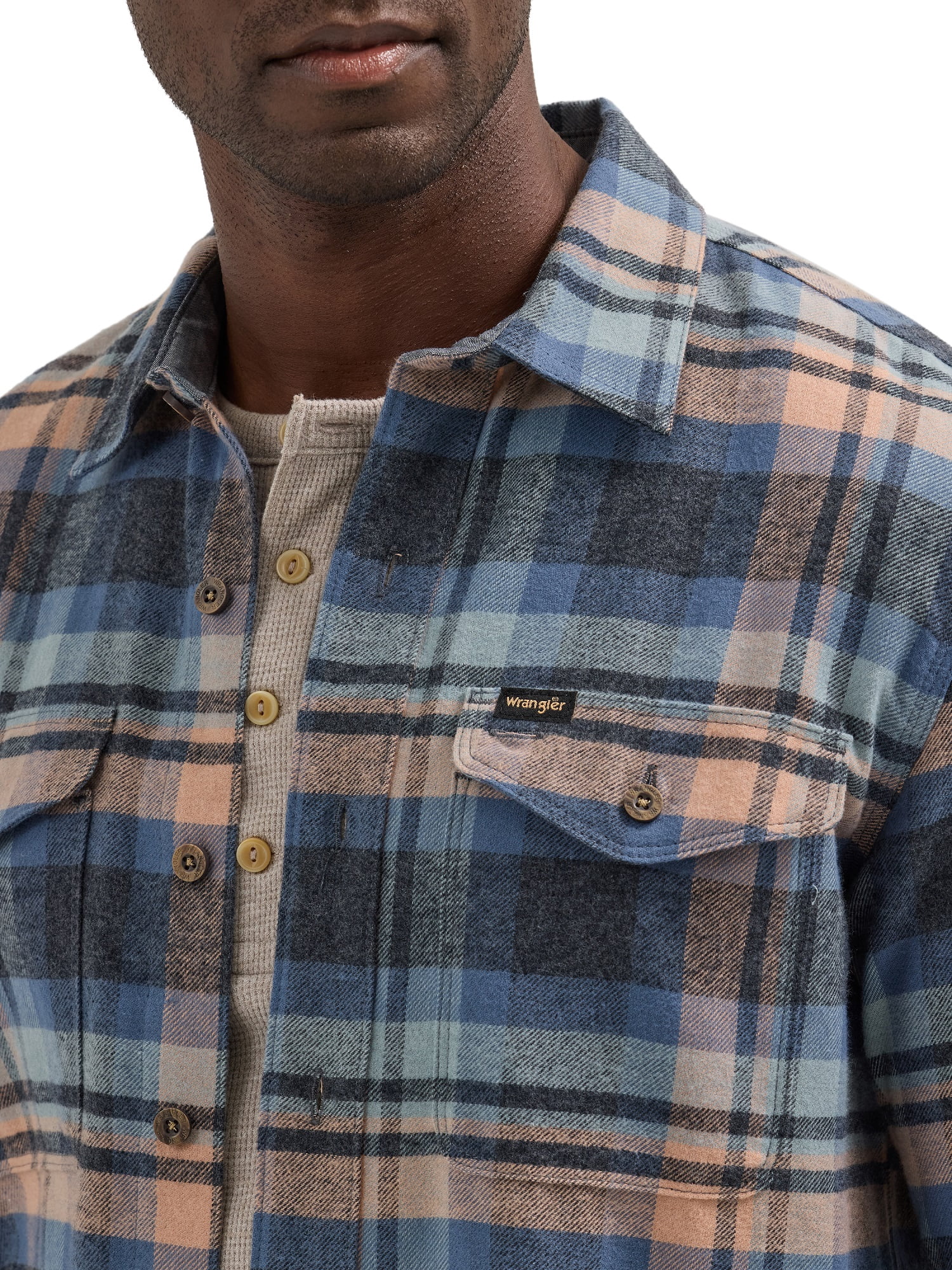 Wrangler Men's Long Sleeve Regular Fit Flannel Plaid Shirt, S-2XL