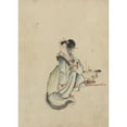 thumbnail image 2 of Katsushika Hokusai 11x14 Black Ornate Wood Framed Double Matted Museum Art Print Titled: A Woman, Possibly a Courtesan, Seated, Facing Right, with Her Head Turned to Look Back Over Her, 2 of 5