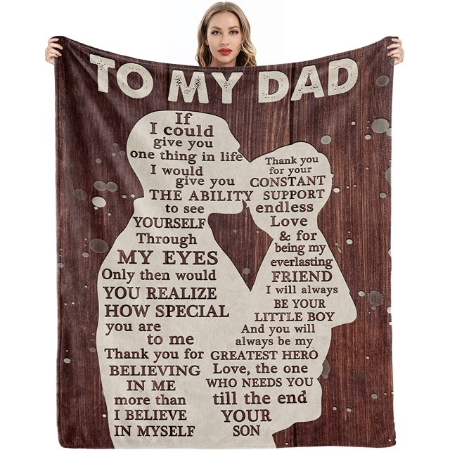 LHSHID Gifts for Dad from Son to My Dad Blanket Best Gift for Fathers Day Birthday Christmas Valentines Day Bday Present Idea for Father Husband Men Him Healing Thoughts Throw Blanket 40"x50"