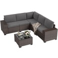 thumbnail image 2 of STARY 6 Pieces Outdoor Sectional Sofa with Wide Armrests, Patio Conversation Set, PE Rattan Furniture Set for Backyard, Grey, 2 of 9