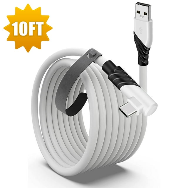 Oculus Link Cable, 10ft/3M Link Cable Fit for Oculus Quest 2, USB 3.2 Gen 1 Type C to A 90 Degree Angled, 5Gbps High-Speed Data Transfer Fast Charging Cable for VR Headset/Gaming PC USB C Charger