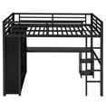 thumbnail image 2 of Full Size Loft Bed Frame with Built-in Wardrobe, Metal Loft Bed with Desk and Storage Shelves, Black, 2 of 6