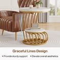 thumbnail image 3 of Tribesigns Gold Round End Table, 2 Tiers Faux Marble Side Table with Storage Shelf, Metal Arc-Shaped Frame Accent Table for Living Room, Bedroom, 3 of 7