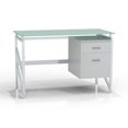 thumbnail image 1 of Mayline Soho Glass Top Writing Desk in White, 1 of 1