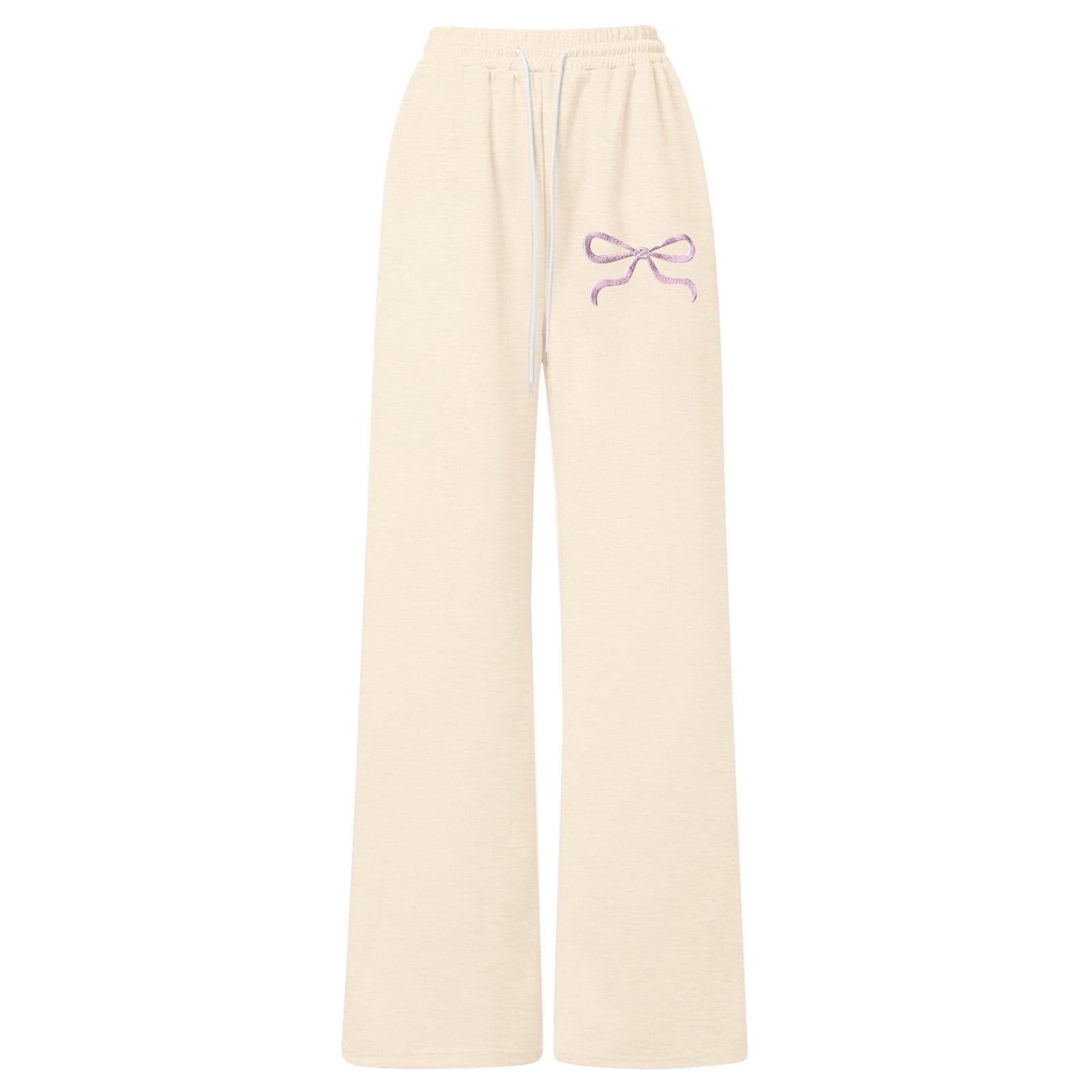 Tfken Trousers For Boys Children Size 8-9 Years Trendy Sports Loose Flat Front Bow Print Beige Pants