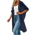 thumbnail image 5 of Women's Lightweight Open Front Knit Cardigan Cover-Up Sweater with Loose Fit Breathable Fabric for Casual Daily Wear Loungewear Vacation Beach | CSEONE,Navy L, 5 of 9