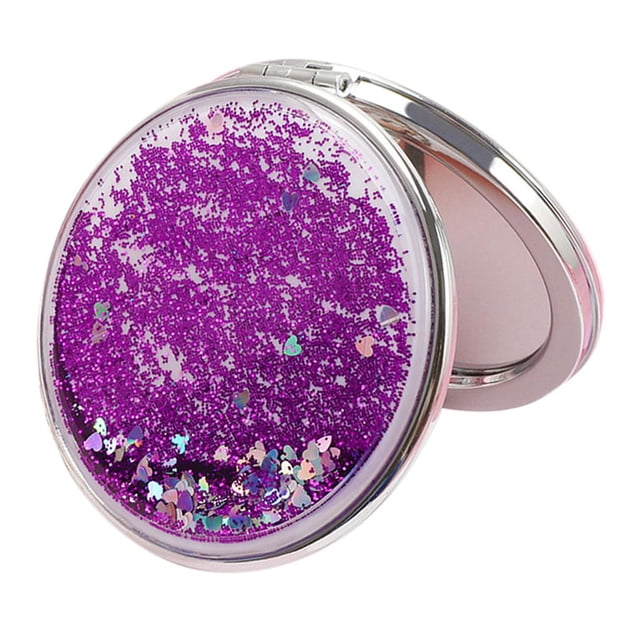 Espejo de Maquillaje para Mujer, Espejo Redondo/cuadrado Creativo Que Fluye, Espejo de Maquillaje Compacto para Bolso de Viaje, Espejo de Aumento Pleg Redondo morado Fernando Espejo de maquillaje compacto de viaje