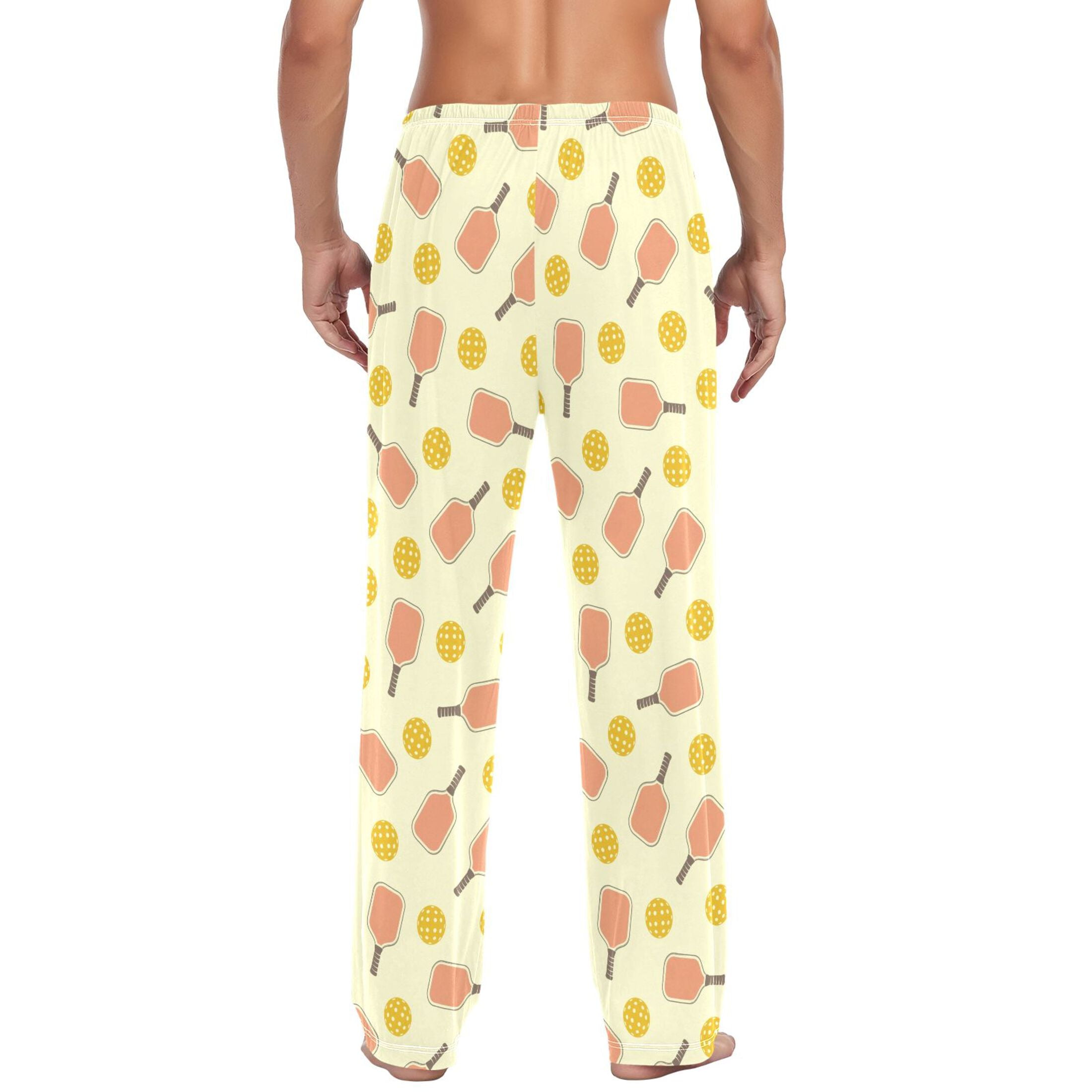 Yellow Pickleball Balls joogoo Men's Pajama Pants Cotton Long Sleepwear Lounge Pants M