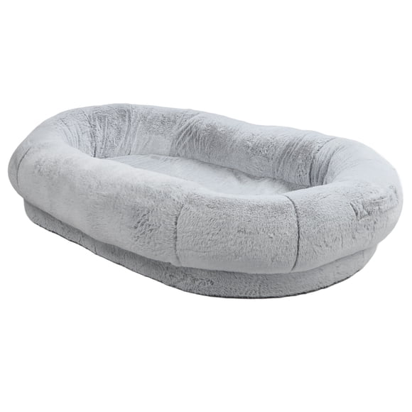 Human Dog Bed, Dog Bed for Adult Pets, Large Animal and Human Bed, Faux Fur Dog Bed with Removable Washable Cover, Gradient Gray