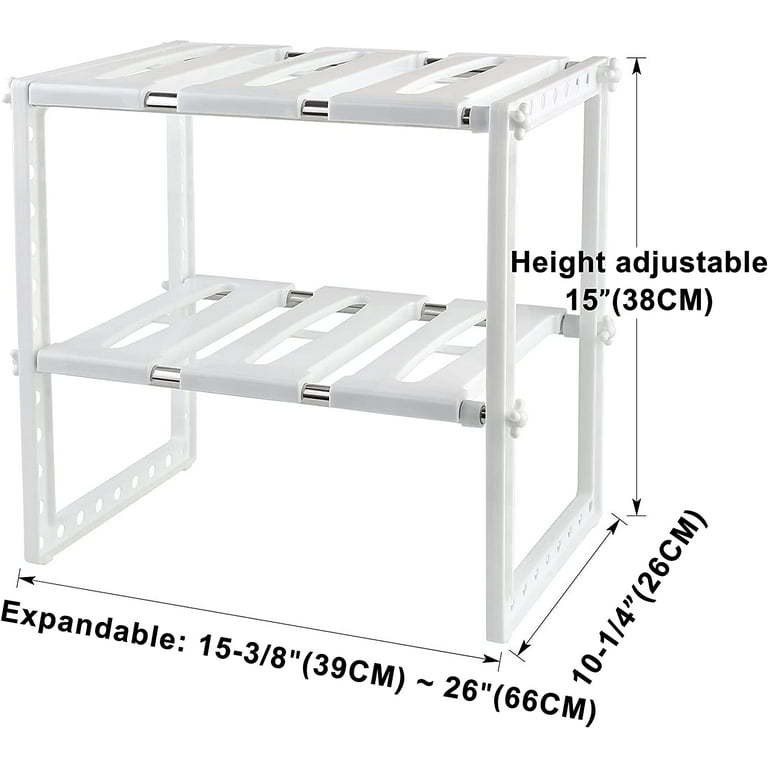 LESTHAN8 Under Sink Organizer 2 Tier Expandable Shelf Organizer and Storage with 10 Removable Panels for Kitchen, Bathroom, Size: (15.35-26 x 10.24 x 14.96)