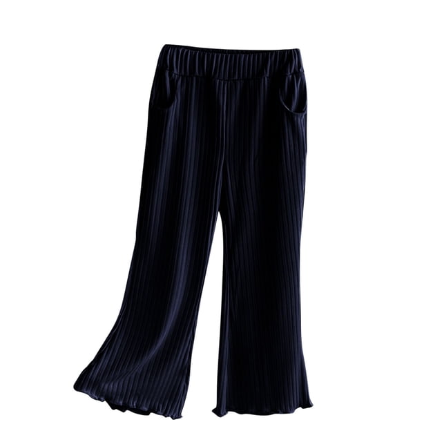 Odeerbi 1-10 Años Niñas Hielo Seda Pantalones Acampanados Lechuga Recortar Pantalones Pantalón Lindo Color Sólido Transpirable Pantalones