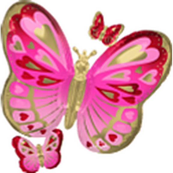 LRG SHP RED, PINK & GOLD BUTTERFLY