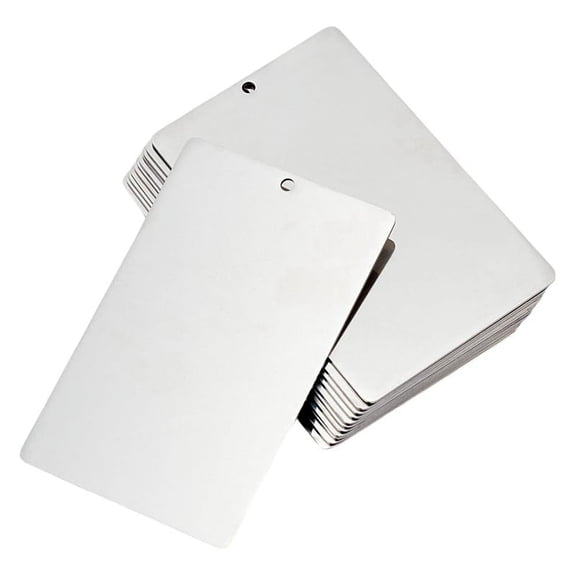 12 x Rectangle Blank Tag-Silver