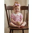 thumbnail image 4 of BemeyourBBs Newborn Baby Girl Baseball Outfit Infant Baby Girl Summer Clothes Plaid Gingham Bubble Romper Baseball Embroidery Doll Collar Short Sleeve Infant Bodysuits Jumpsuits with Headband, 4 of 9