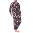 thumbnail image 2 of Balery Skull red flower blue Pattern Pajama Sets for Men Long Sleeve 2 Piece Sleepwear Loungewear Sets Soft PJ's with Pockets Long Sleeve Comfy Pj Sets-Large, 2 of 7