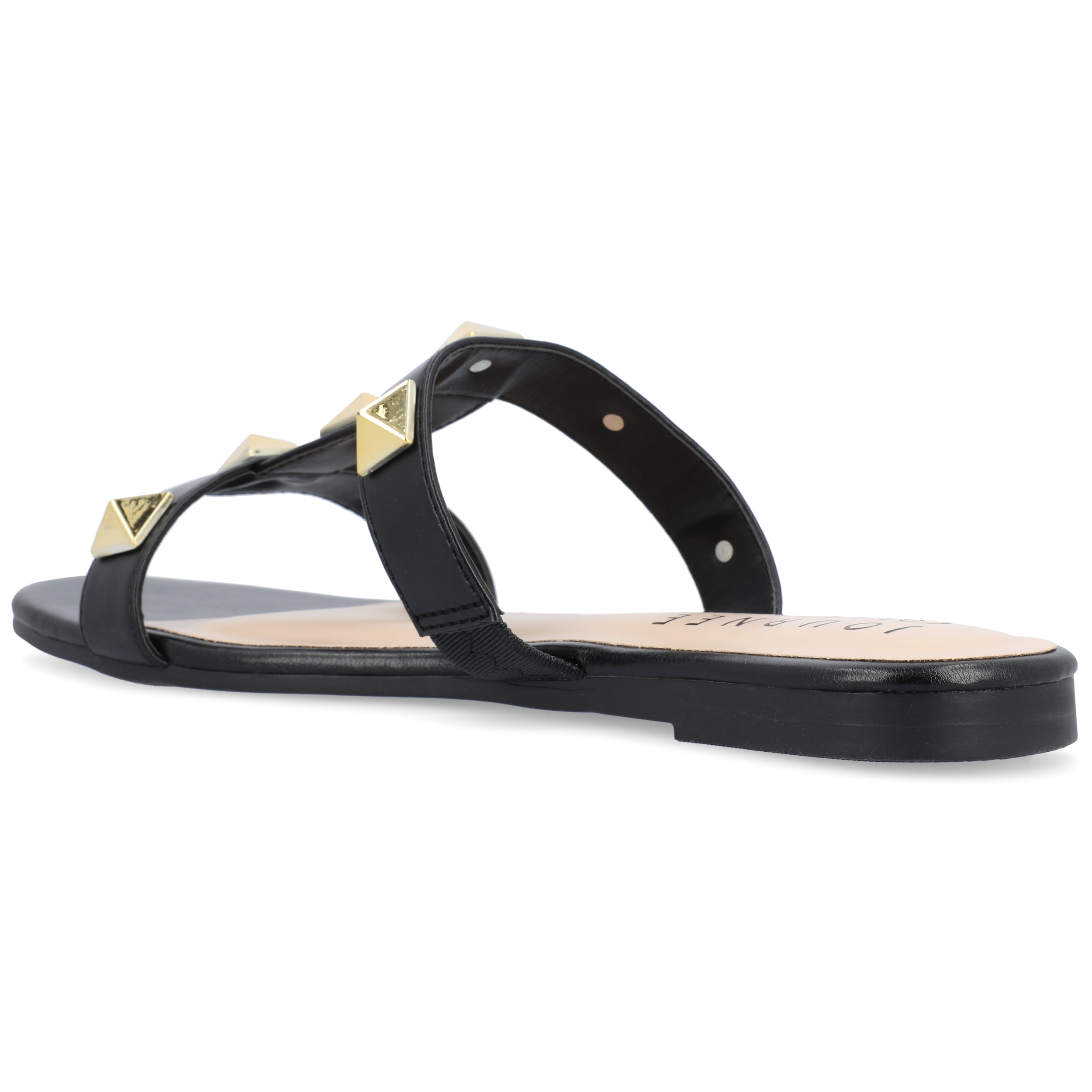 Journee Womens Kendall Studded Slide Flat Sandals