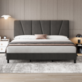 thumbnail image 5 of Bed Frame with Adjustable Headboard, Platform Bed Frame with Linen Upholstered, Wooden Slats Support, Noise Free, No Box Spring Needed, 5 of 5