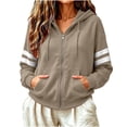 thumbnail image 2 of Kttectoa Jackets for Women Zip up Varsity Striped Hoodies Casual Long Sleeve Coat with Pockets Oversized Fall Winter Outfit, 2 of 5