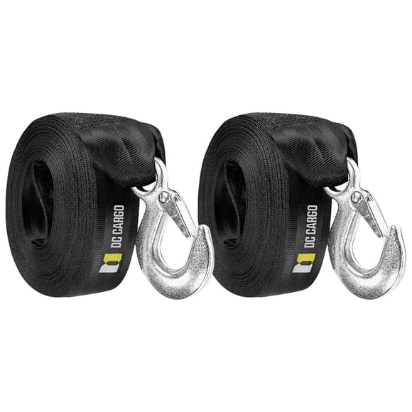 DC Cargo Boat Trailer Winch Strap with Hook (2-Pack) (2" x 20') | 3,000LB Break Strength | Superior Marine Boat Winch Straps for Securely Fastening Boats, Jet Skis| Winch & Bolts NOT Included