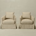 thumbnail image 4 of Sand Polyester Upholstered Swivel Barrel Armchair Set of 2 with Removable Washable Slipcover for Living Room, Bedroom, Feather Blend Cushion, Solid Wood Frame, Pillow Back Fully Assembled, 4 of 14