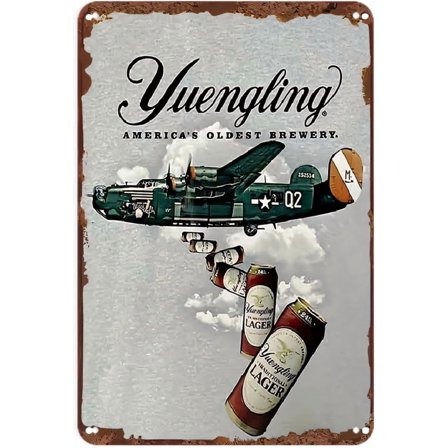 Yuengling Beer tin sign, Vintage Airplane & Lager Metal Sign print Aesthetic Room Decoration for Home Bedroom Dorm Bathroom Wall Decor 08×12in