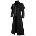 thumbnail image 3 of DPTALR George Men's Medieval Steampunk Long Trench Coats，Gothic Victorian Vintage Tailcoat Jackets，Double Breasted Zipper Coats,Black,Big and Tall Men L, 3 of 4