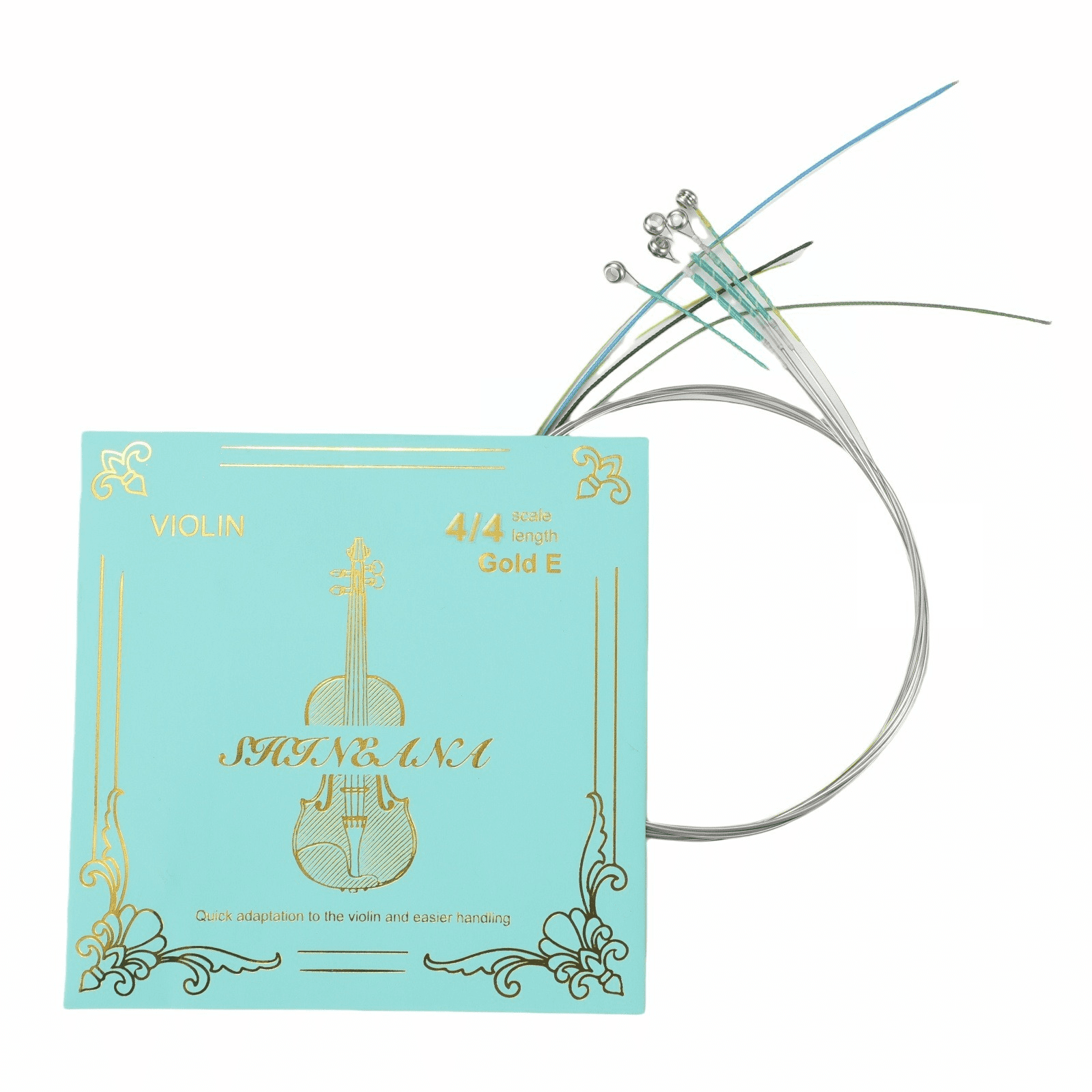 Violin Strings 4/4 Set with Extra Upgraded Gold-Plated E String,Medium Tension, High-Tech Synthetic Carbon Steel Core,Aluminum Wound GDA for Power & Projection - Ideal Choice for Violinists