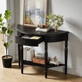 thumbnail image 2 of Tcbosik 2-Tier Console Table, Half Moon Entryway Table with Storage Drawer and Open Shelf, Behind Couch Table for Living Room, Hallway, Foyer, Space Saving, Black, 2 of 11