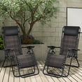 thumbnail image 3 of Patiojoy 2PCS Mix Brown Folding Recliner Patio Rattan Zero Gravity Lounge Chair W/ Headrest, 3 of 5