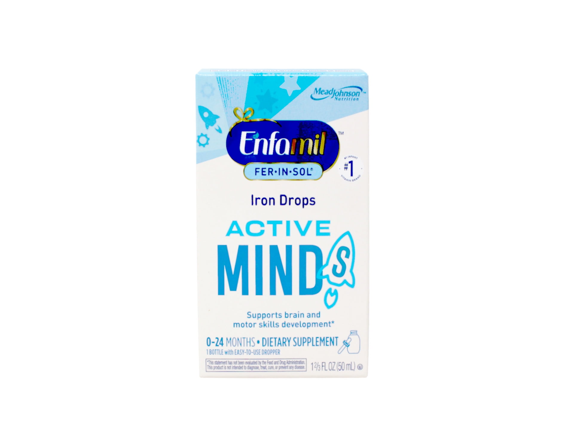 Enfamil Fer-In-Sol Iron Supplement Drops for Infants & Toddlers, Brain Development, 50 mL, 2 Pack