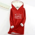 thumbnail image 2 of Feancey Womens Winter Fleece Hoodie Trendy Letter Print Thermal Tops Thick Warm Sherpa Lined Hooded Sweatshirts Cozy Soft Loungewear Pajamas Red M, 2 of 4