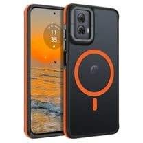 Moto G Power 2024 Case (6.7") - DOMAVER Magnetic Case Compatible with MagSafe | Translucent Matte Finish | Shockproof & Anti-Scratch Protection | for Motorola Moto G Power 5G 2024 - Black/Orange