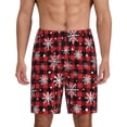 thumbnail image 3 of Lsque Buffalo Plaid Snowflakes Mens Sleep Pajama Shorts,Short Pajama Pants, Cotton Ultra-Soft Knit-4X-Large, 3 of 9