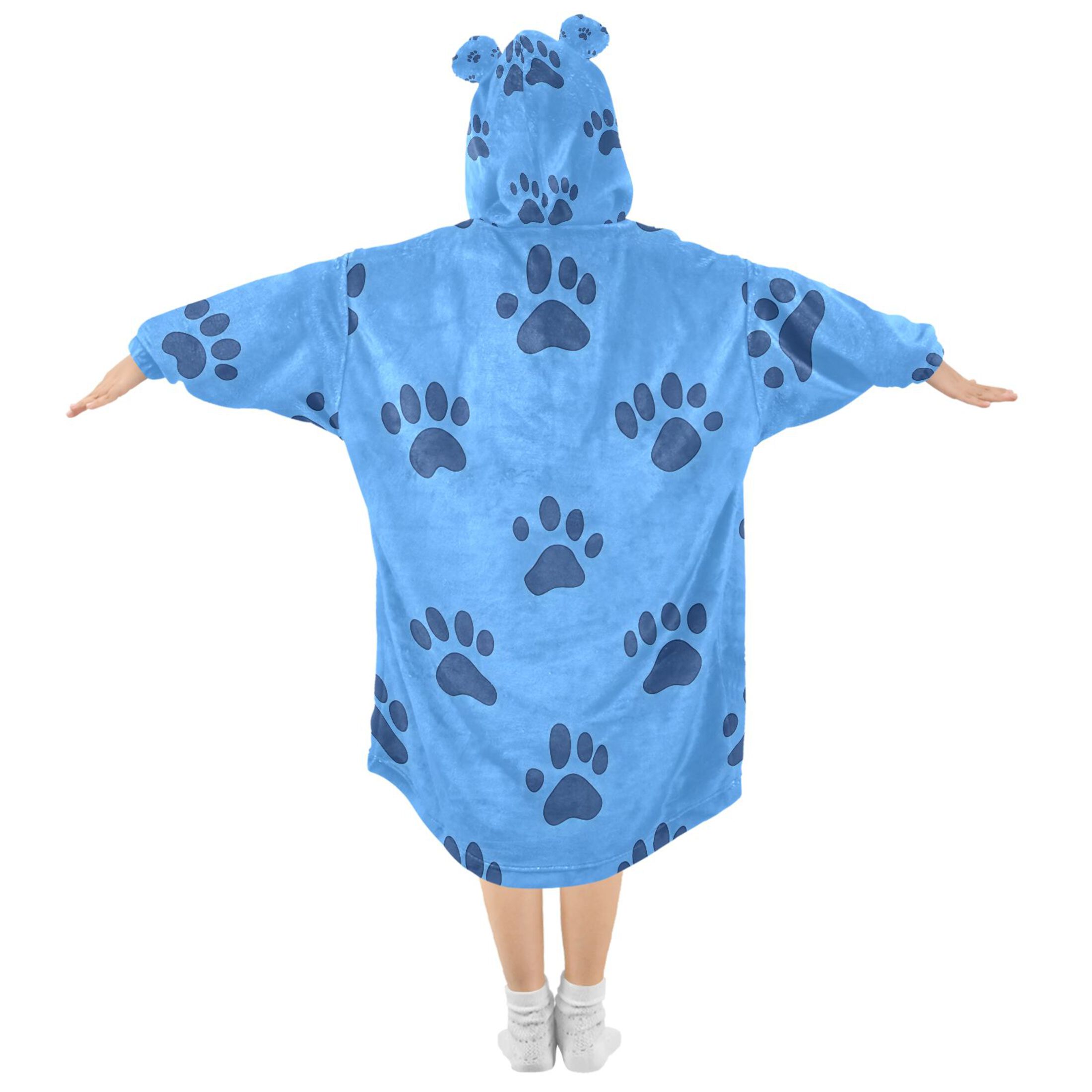 joogoo Wearable Blanket Hoodie for Dog Footprint Flannel Sherpa Pocket 3-14 YR S