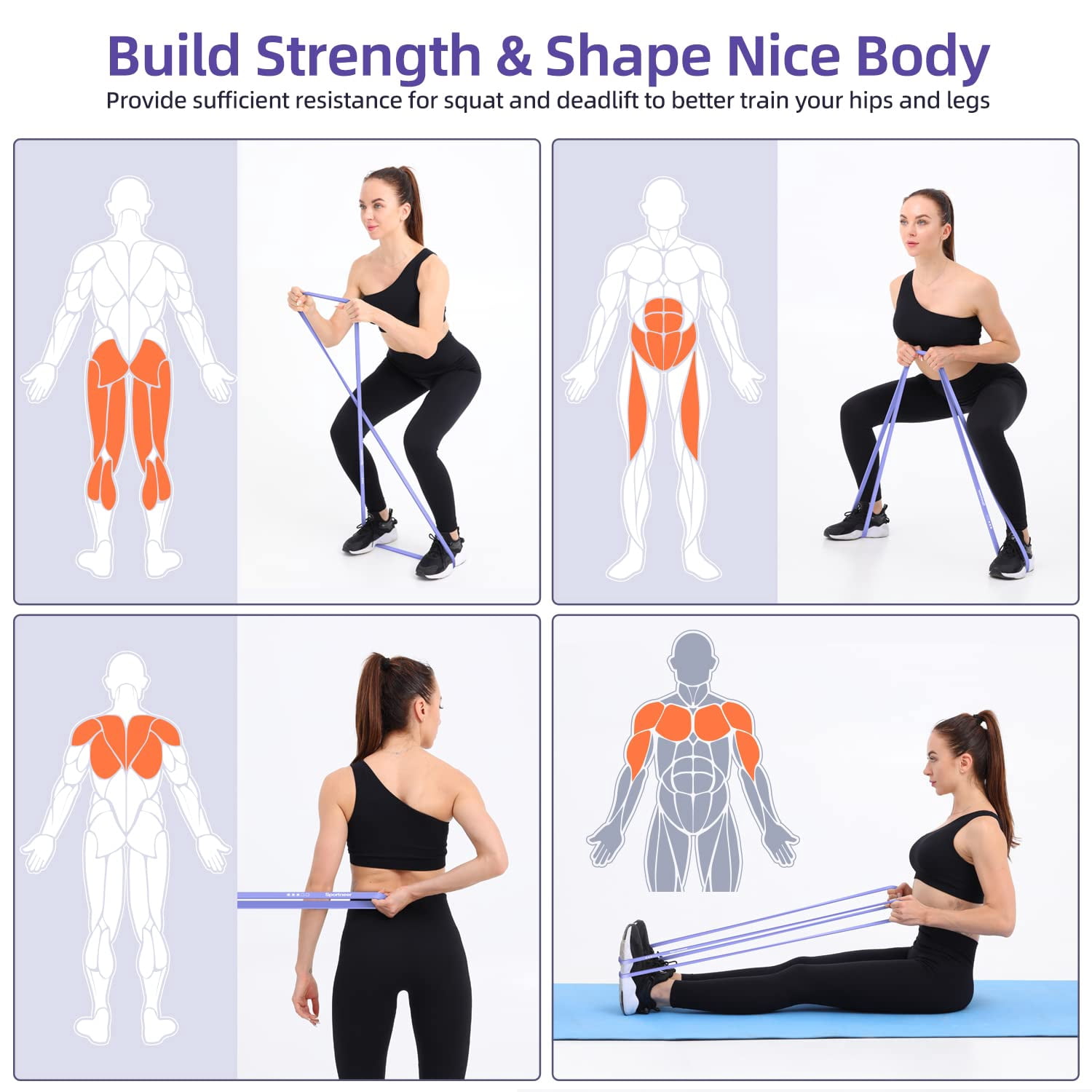 Resistance Bands for Working Out: Pull Up Bands 5-130lb 5 Levels Exercise Bands Workout Bands Set with Handles & Door Anchor Pull Up Assist Bands for Men Women Resistance Training