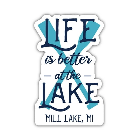 

Mill Lake Michigan Souvenir 4 Inch Fridge Magnet Paddle Design 4-Pack