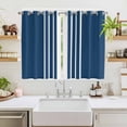 thumbnail image 2 of Navy Blue White Stripe Kitchen Curtains 63 Inch Length, Modern Rustic Vertical Striped Grommet Top Bedroom Living Room Curtains, Light Filtering Cafe Curtain Drapes 2 Panels Set 104''x63'', 2 of 9