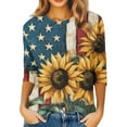 thumbnail image 4 of Spring Tops For Women 2025, Casual 3/4 Length Sleeve 4Th Of July Collar Pullover Top Red White And Royal Blue T Shirt Women'S Tops V Neck Sweatshirt Off The Top Shacket (3XL, Navy) ZMTing, 4 of 4