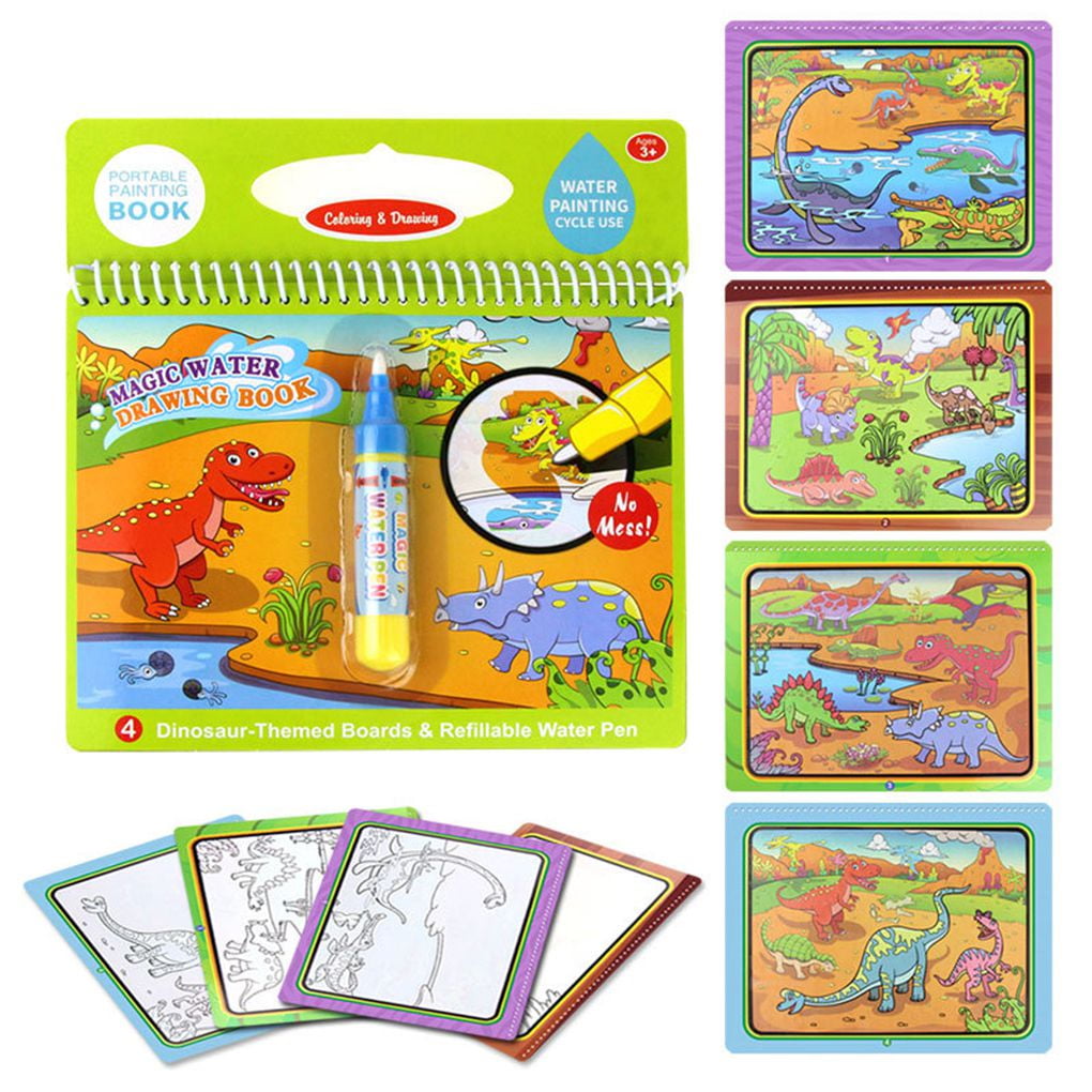 A4 MAGIC PAINTING COLOURING ART BOOKS FOR CHILDREN NO MESS JUST USE WATER 